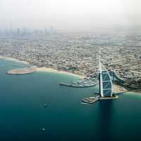 Coastline of Dubai with the Burj Al Arab Jumeirah in front in the United Arab Emirates - UAE