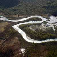West Glacier Creek landscape aerial view