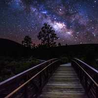 Sunset Crater Volcano, Lava Flow Trail with Milky Way Galaxy