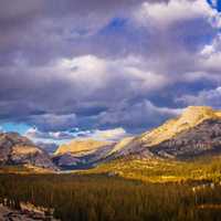 Landscape and clouds in Yosemite National Park, California