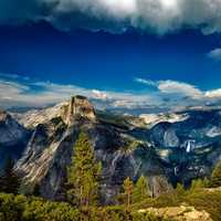 Mountain Landscape under blue sky at Yosemite National Park, California