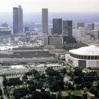 Atlanta skyline with Olympic-sports-complexes in Georgia