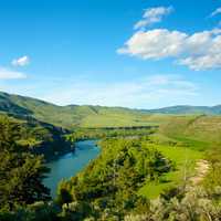 Landscape of the Green Wooded River Valley, Idaho