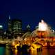Chicago Fountain and skyline at night
