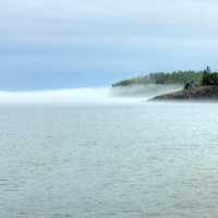 Fog out on the lake at Split Rock lighthouse Minnesota