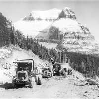 Road construction on going to the sun road in Glacier National Park, Montana