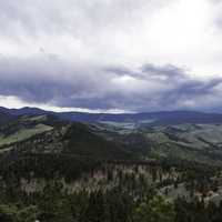 Hills landscape under heavy clouds in Helena