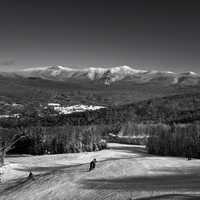 Black and White Winter landscape with mountains in New Hampshire