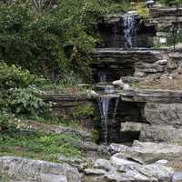 Small Waterfalls in Duke Gardens in Durham, North Carolina