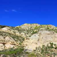 Looking up at rocks and hills at Theodore Roosevelt National Park, North Dakota