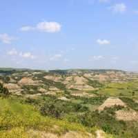 Pinnacles in the landscape at Theodore Roosevelt National Park, North Dakota