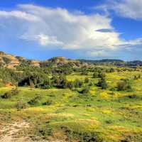 Skies and clouds over the valley at Theodore Roosevelt National Park, North Dakota
