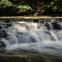 Fuller view of small waterfalls on the Cayuhoga River, Ohio