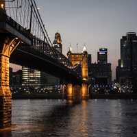 Bridge to Cincinnati over the river in Ohio