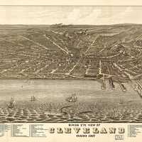 Bird's Eye View of Cleveland in 1877, Ohio