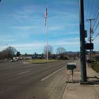 Flagpole on Pacific Avenue in Forest Grove, Oregon
