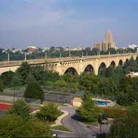 Albertus L. Meyers Bridge landscape and cityscape in Allentown, Pennsylvania