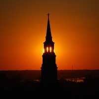 Sunset behind tower at Charleston, South Carolina