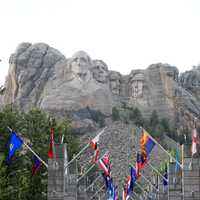 Mount Rushmore from path in the Black Hills, South Dakota