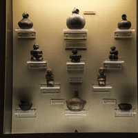 Relics and Pots in display case at Tennessee Museum