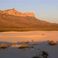 Moon over the mountains and dunes at Guadalupe Mountains National Park