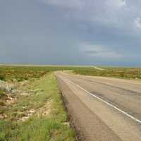 Roadway and landscape in Western Texas