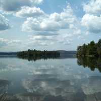 Eagle lake landscape with clouds and water