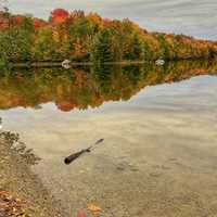 Water and autumn landscape in Vermont