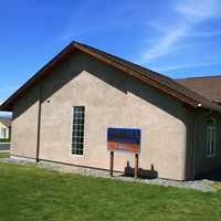 Exterior view of straw bale library in Mattawa, Washington