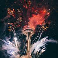 Fireworks at the Space Needle in Seattle, Washington