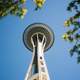Looking up at the Space Needle in Seattle, Washington