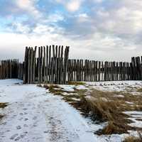 Fence surrounding Biggest Mound at Aztalan State Park, Wisconsin