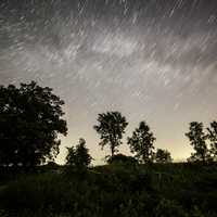 Star Trails over the sky at George Meade Wildlife Refuge