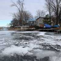 Frozen Harbor and ice in Madison, Wisconsin