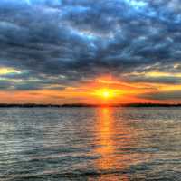 Bright cloudy sunset in Madison, Wisconsin