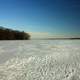 Frozen lake and footprints in Madison, Wisconsin