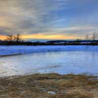 Dusk over the ice in Madison, Wisconsin