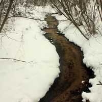 Stream in the winter time at Mirror Lake State Park, Wisconsin