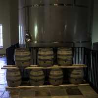 Barrels in New Glarus Brewery