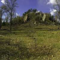 Panoramic landscape View of the ledge at Quincy Bluff, Wisconsin