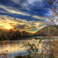 Beautiful dusk picture on the river at Perrot State Park, Wisconsin