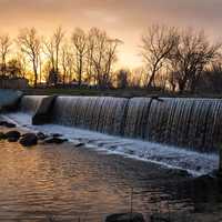 Waterfalls of the Mill at Dusk at Beckman Mill, Wisconsin