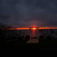 Landscape and sunset of Lake Koshkonong in Wisconsin