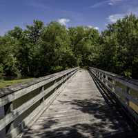 Bridge across the river on bike path on Sugar River State Trail