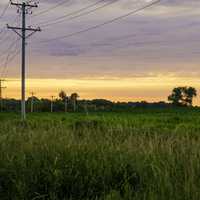 Power Lines and Dusk Landscape at Sugar River State Trail