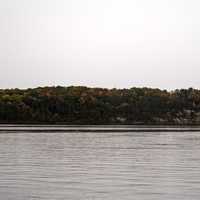 Treeline and Horizon across the Wisconsin River with Autumn Trees