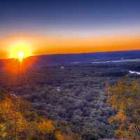 Bright sunset over the Mississippi Valley at Wyalusing State Park, Wisconsin