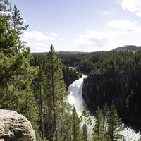 Overview of the landscape of Upper Yellowstone Falls
