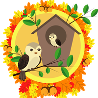 Birds and Birdhouse in the autumn vector clipart