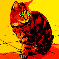 Cat Oil Painting Vector Clipart